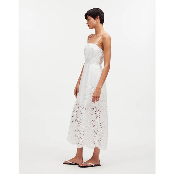 NWT Madewell Embroidered Tank Midi Dress in Poplin White Size 14 - Picture 3 of 8